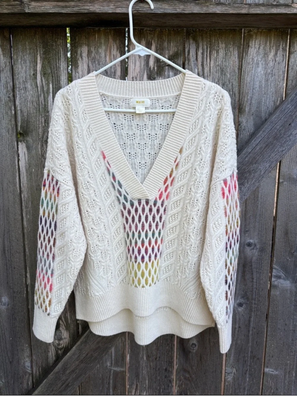 Like New Anthropologie Maeve Cable Knit Lambswool Sweater Generous Small - Picture 6 of 9